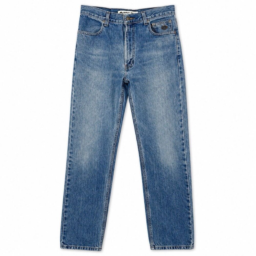 Harley Davidson Jeans Men 31x32 Blue Denim Straight Leg Cotton Whisker Biker